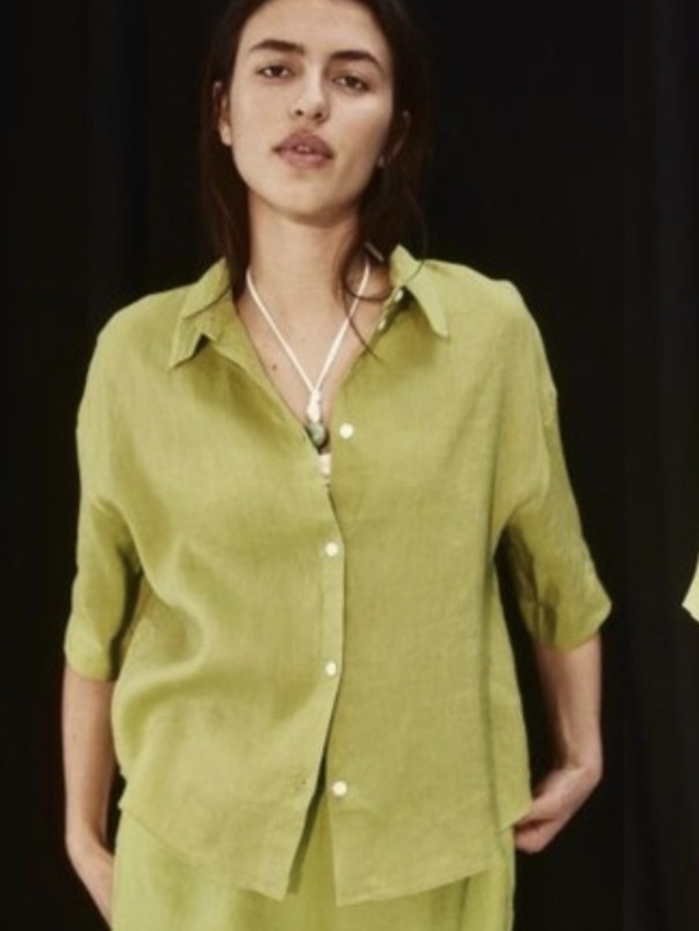 H&M Olive Green Button-Front Women's Shirt